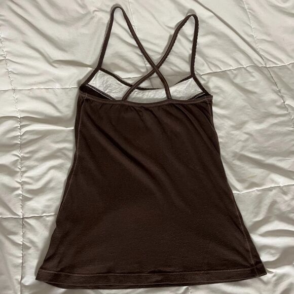Brown Vintage 2000s Cross-Back Straps Tank Top from Hollister Floral Design - Picture 3 of 6